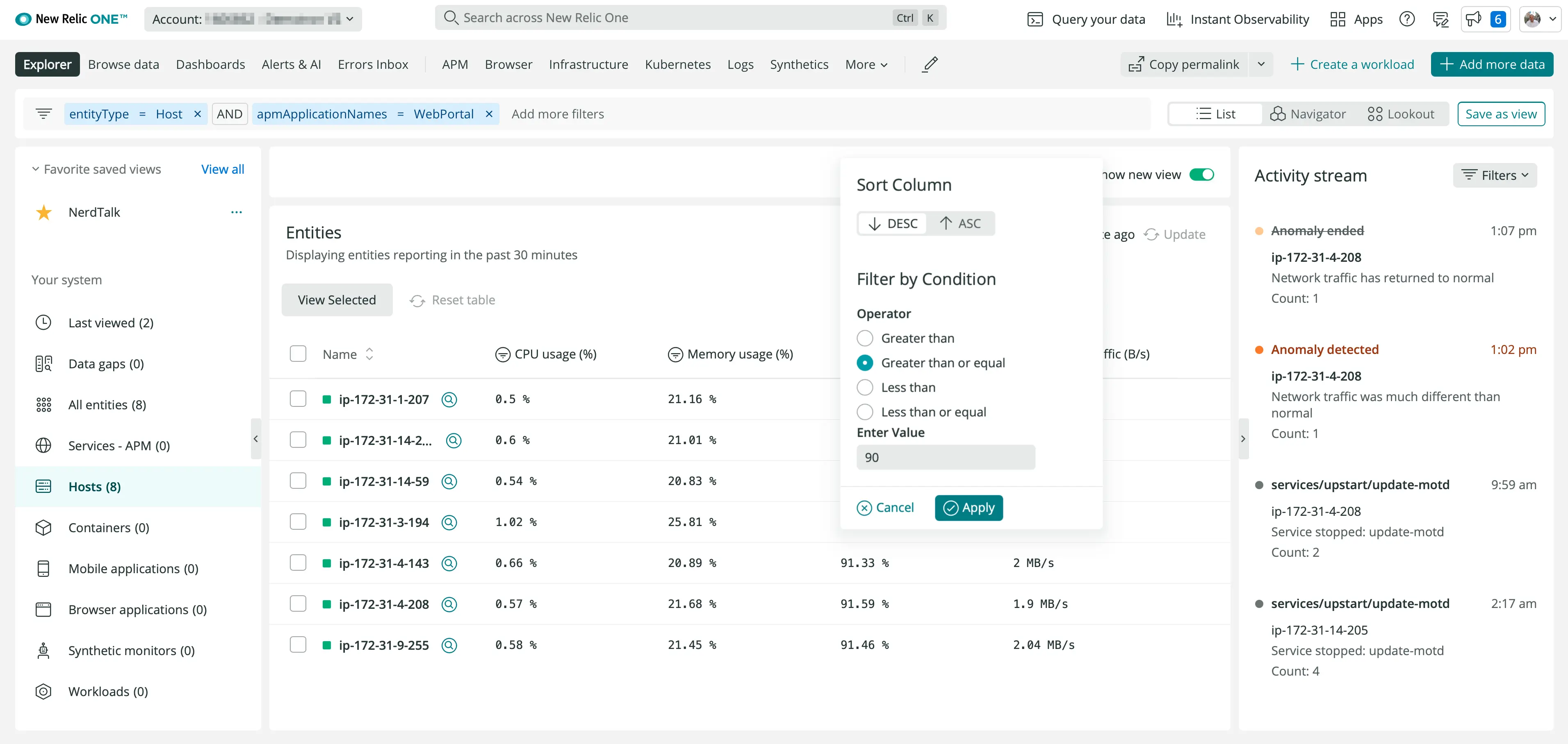 New infrastruction monitoring user interface