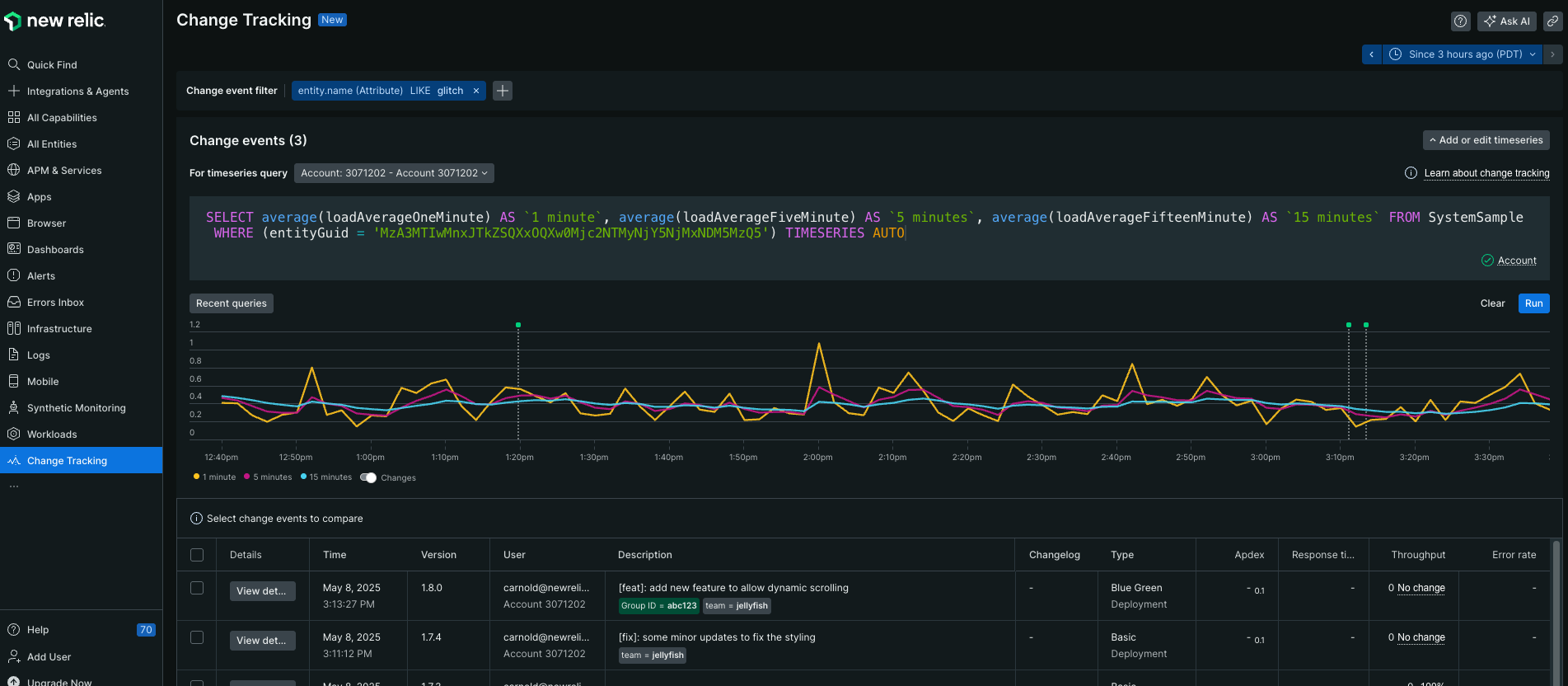 Change events timeseries