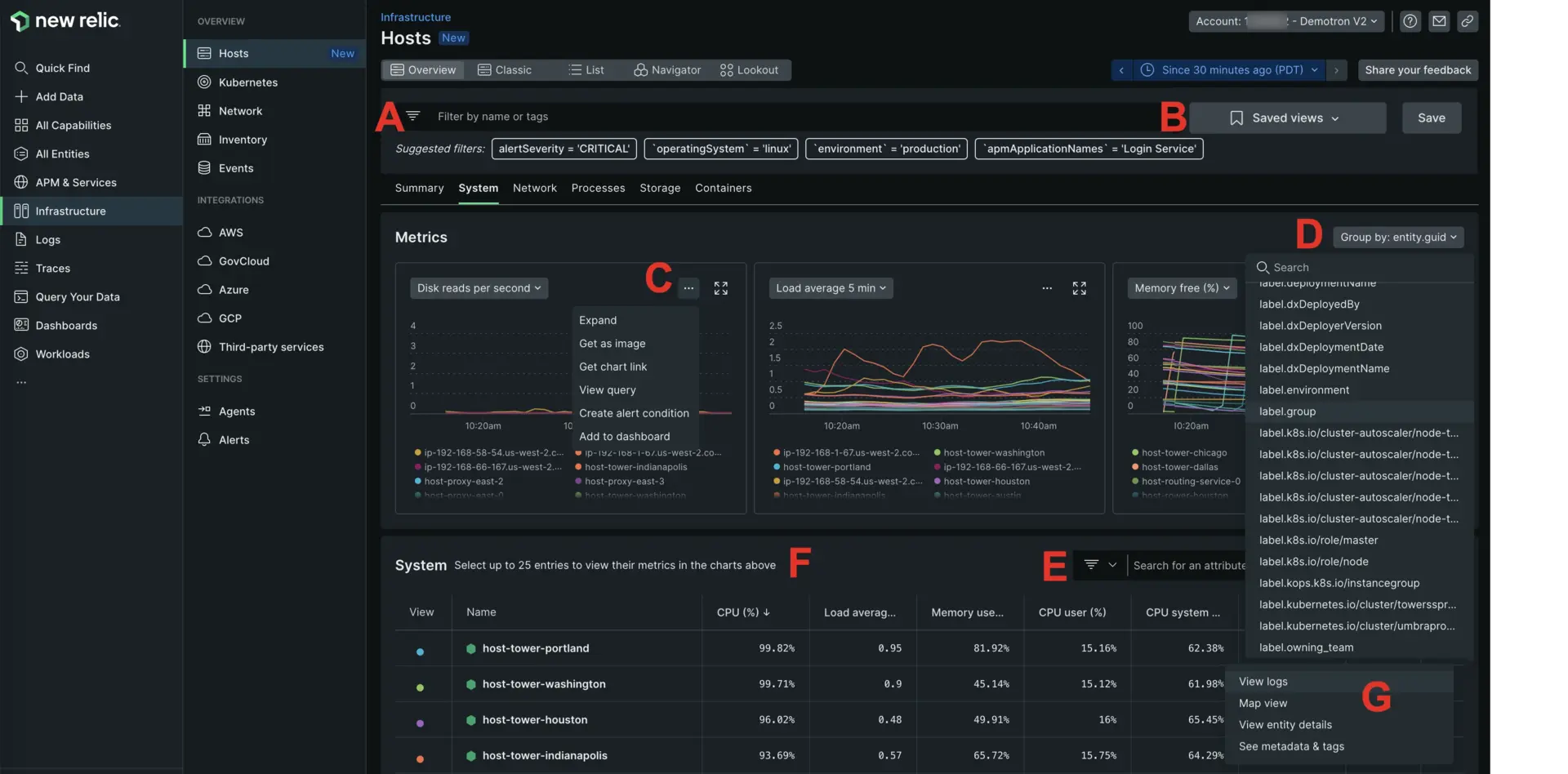 Infrastructure UI - Hosts UI options Infrastructure UI - Hosts UI options