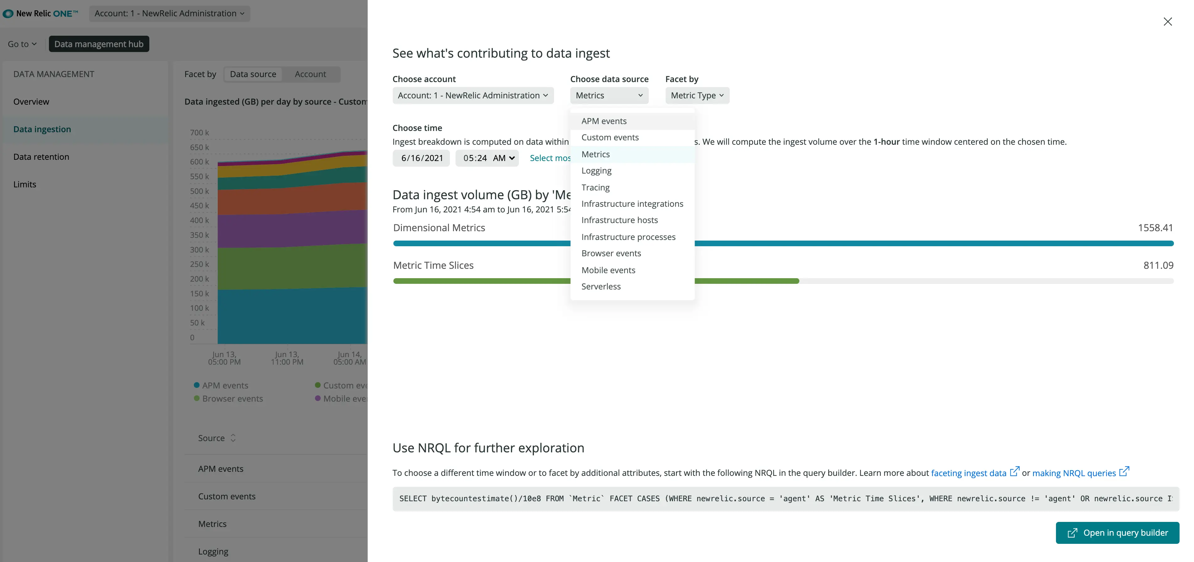 Choose a specific data source to drill down into what's contributing the most to your data ingest consumption.