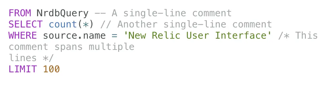 NRQL with comments